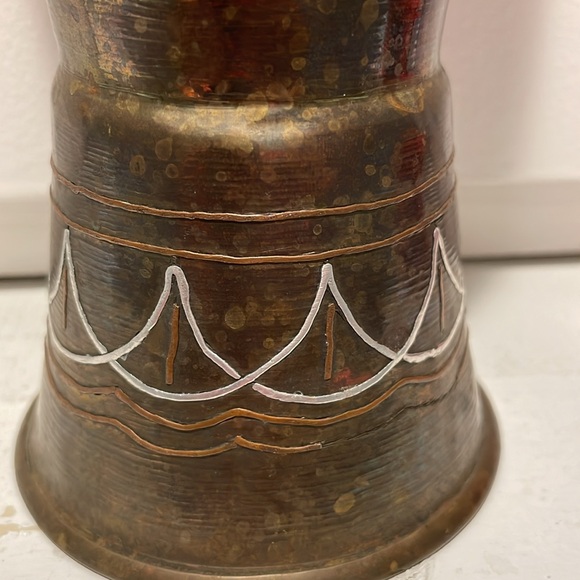 1940’s Rare Egyptian Silver Overlay Copper Vase 🏺 - Picture 7 of 10